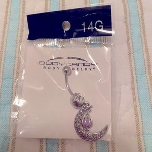 Body Candy 14G Silver Moon 🌙 with purple gem